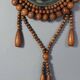 Oval mirror wooden beads, vintage 60/70s to hang 60x22 cm C226