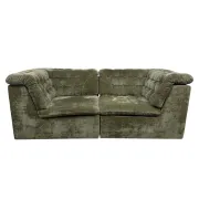 Vintage Modular Velvet Sofa Olive 2 seater