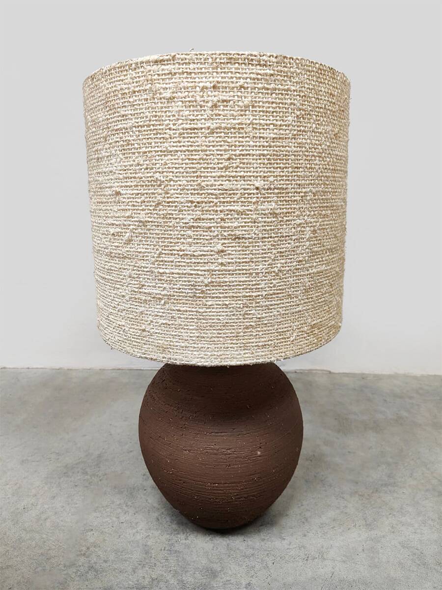 Vintage ceramic table lamp XL 'earth tones'