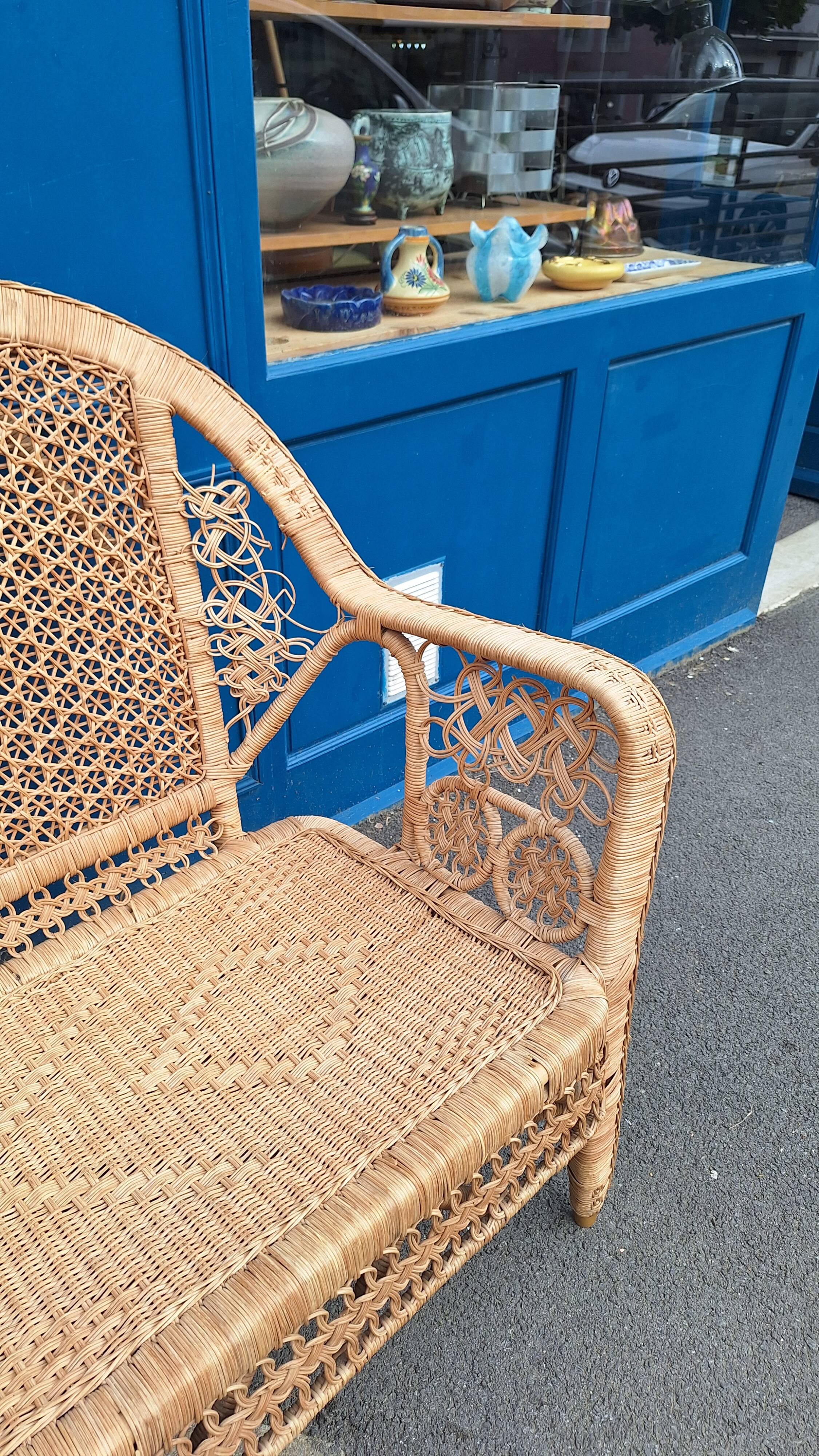 Peacock rattan bench