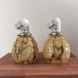 Pair of marbled opaline wall lights