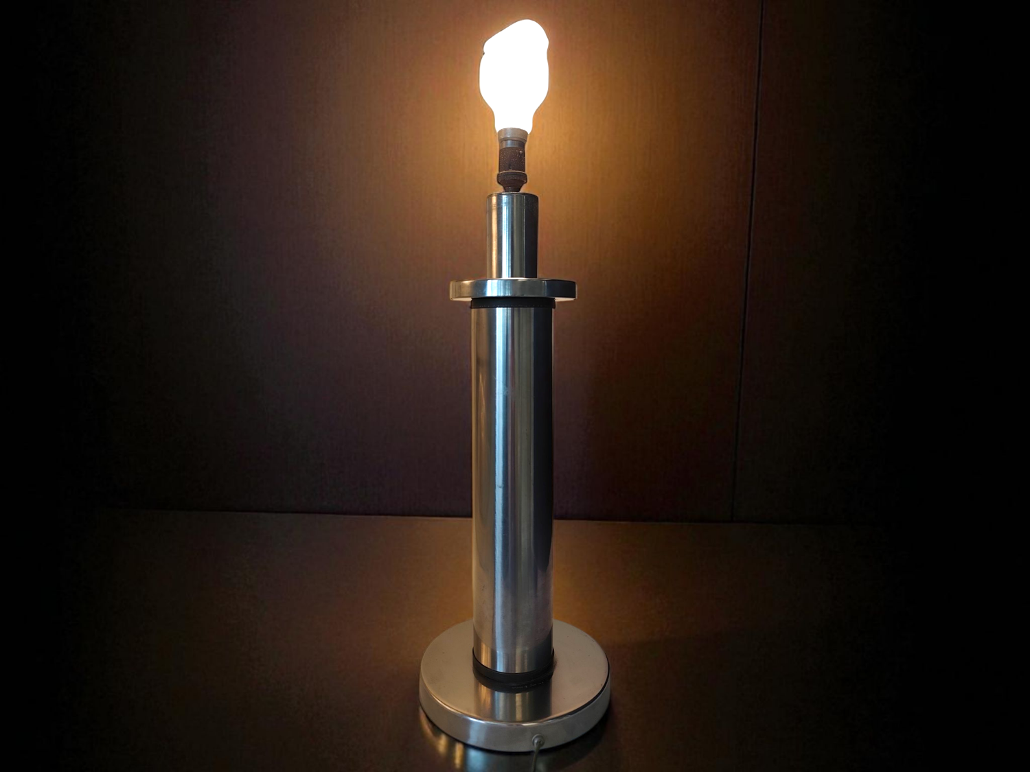 1970s simar stainless steel table lamp - industrial modernist design
