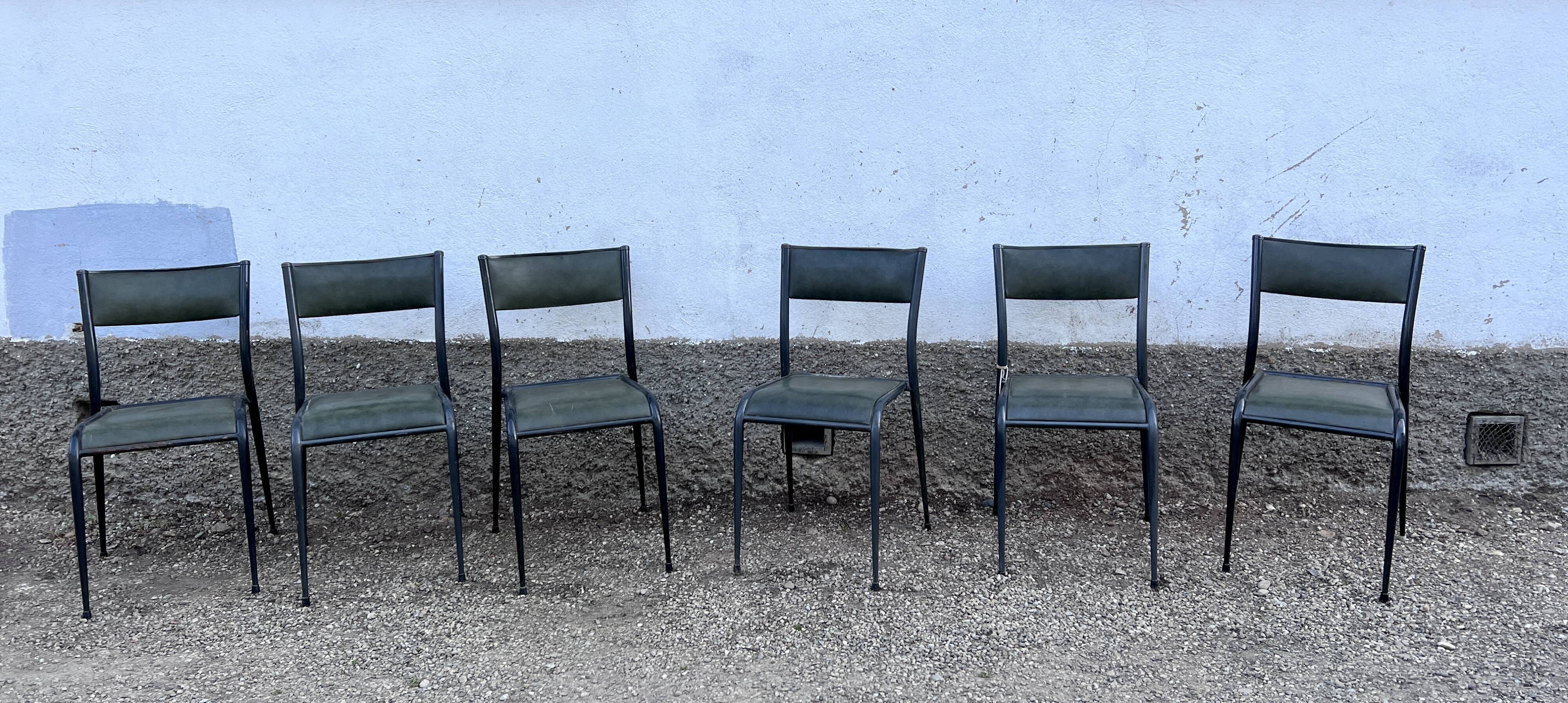 Series of 6 Industrial School Chairs - stackable
