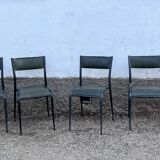 Series of 6 Industrial School Chairs - stackable