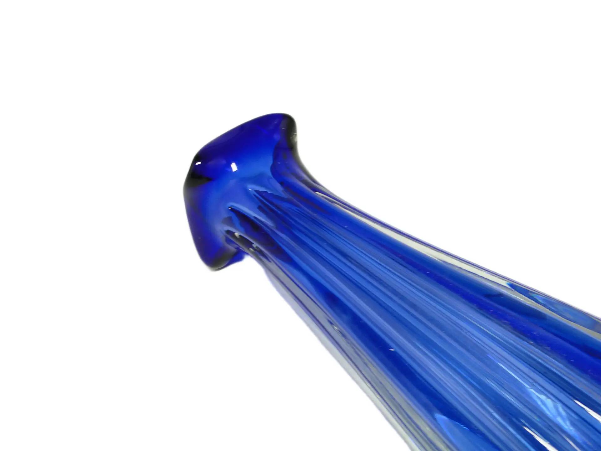 Vase, mid-century modern, blue glass, by J. Hospodka, Czechoslovakia, 1960s.