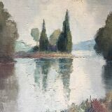 Oil sut canvas "Champagne Island on The Isle-Adam" by FRANCKI