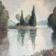 Huile sut toile "L'île Champagne à l'Isle-Adam" par FRANCKI