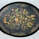 Oval tray, 19th century, hand-painted sheet metal, butterfly & bouquet, Napoleon III