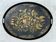 Oval tray, 19th century, hand-painted sheet metal, butterfly & bouquet, Napoleon III