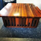 Table basse XL design vintage en bois exotique