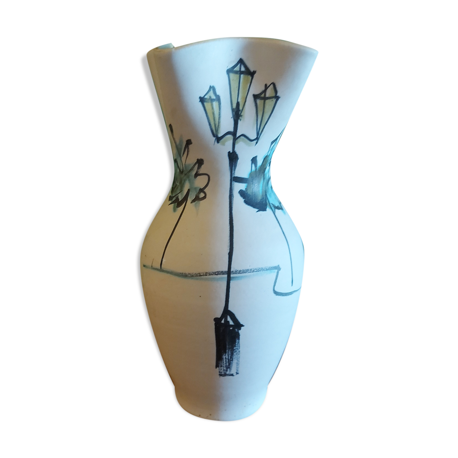 Vintage ceramic vase art Provencal , Lavandou