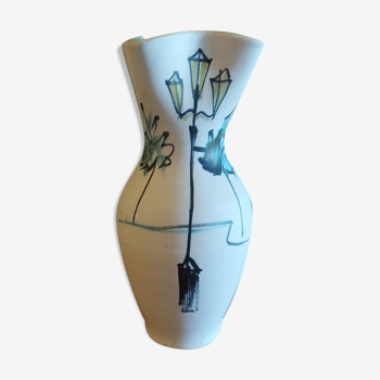 Vintage ceramic vase art Provencal , Lavandou