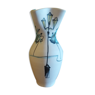 Vintage ceramic vase art Provencal , Lavandou