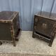 Pair of small accent tables or side tables, lacquered in black from Asia.