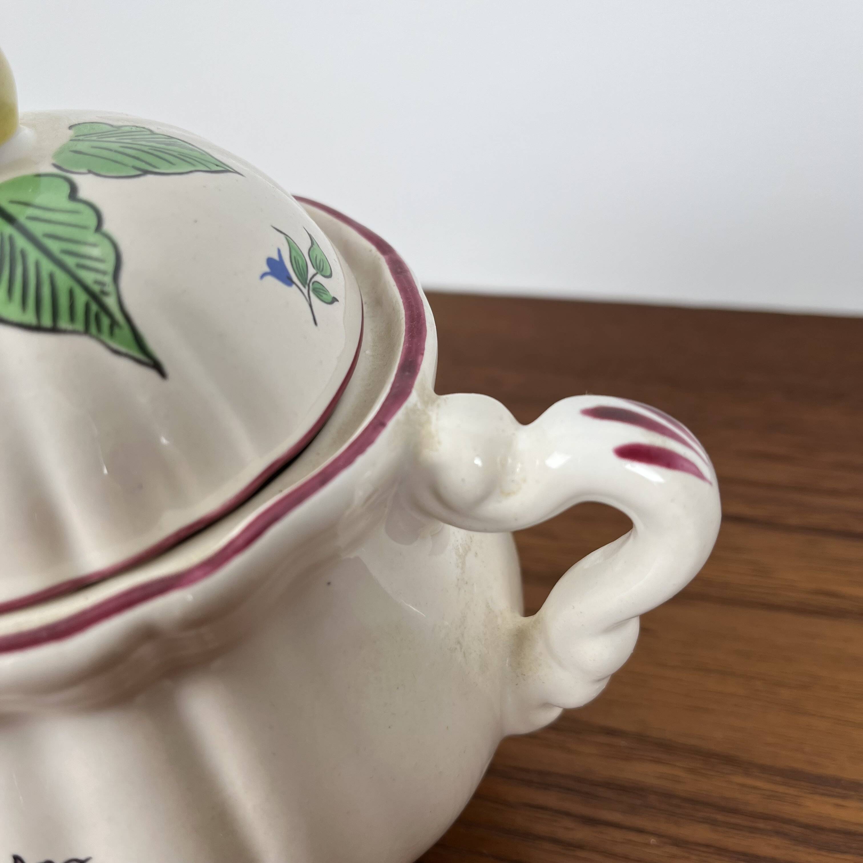 Antique Lunéville sugar bowl, Réverbère model, 1887