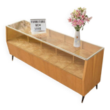 Vintage commercial counter in beech veneer 1950s