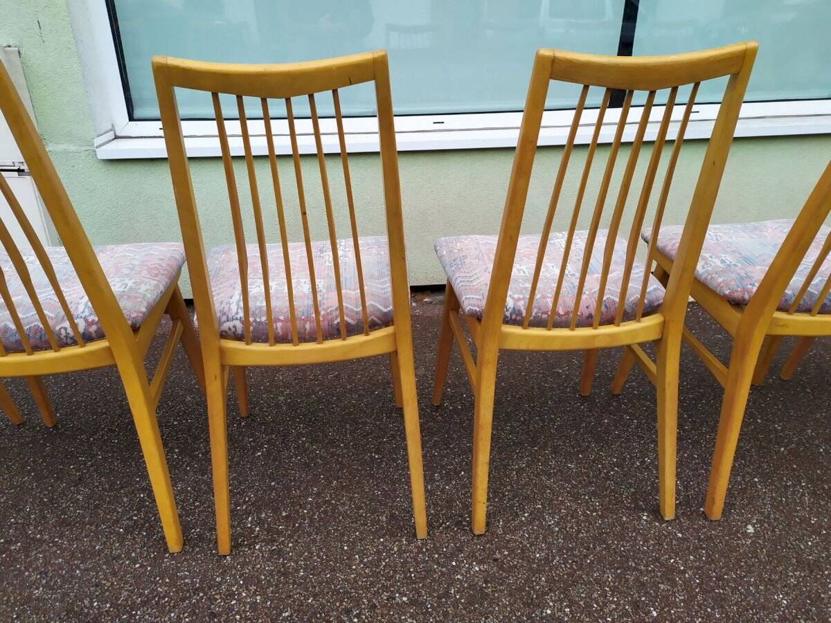 Lot de 8 chaises scandinave bois et tissu