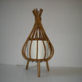 Rattan tripod lamp from the 50s