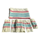 Rectangular tablecloth, Basque household linen in yellow cotton with red and blue embroidery, vintage
