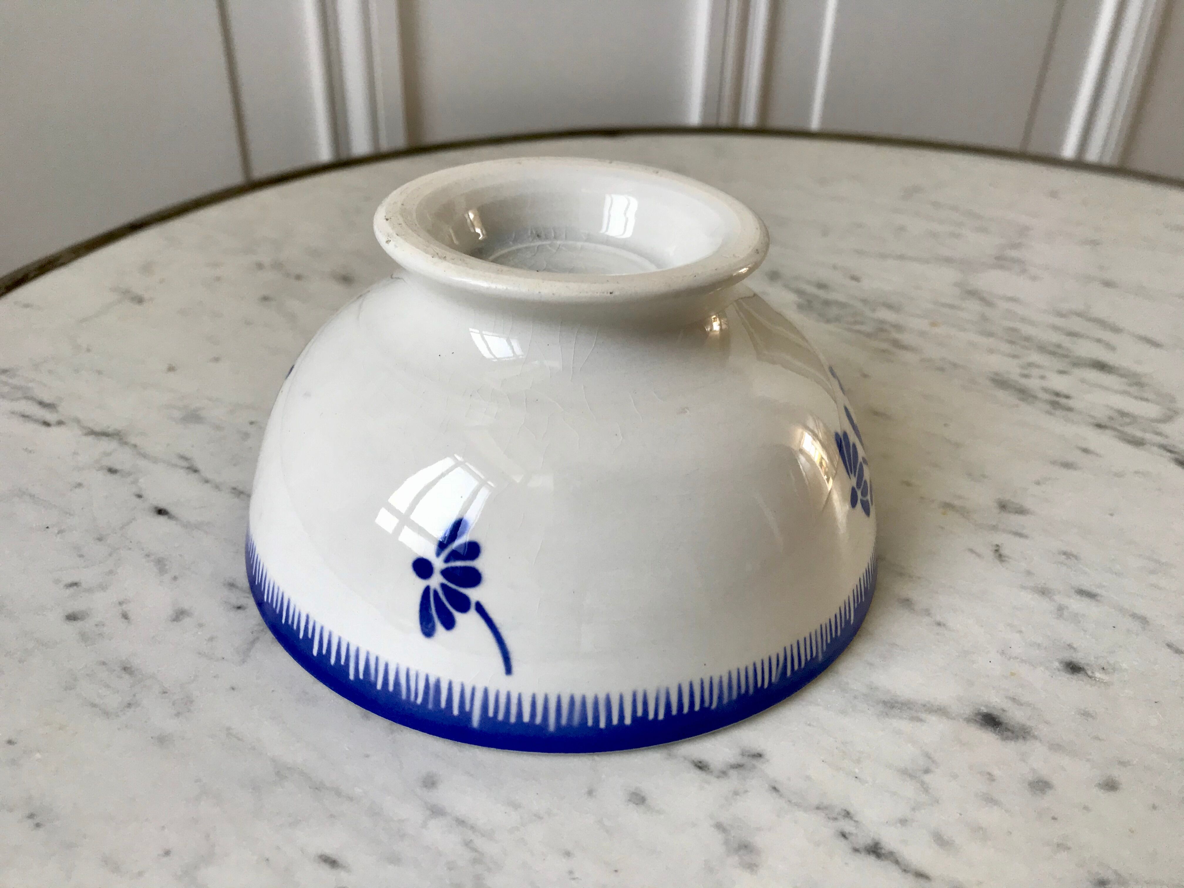 bol en faïence FB Badonviller bleu années 30-40