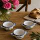 5 mini earthenware bowls from Charolles decorated with a village and rooster.