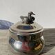 Silver-plated metal box or sugar bowl with ducks
