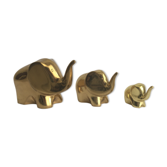 Set of 3 Brass Elephants Figur