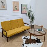 Canapé scandinave retapissé vintage teck