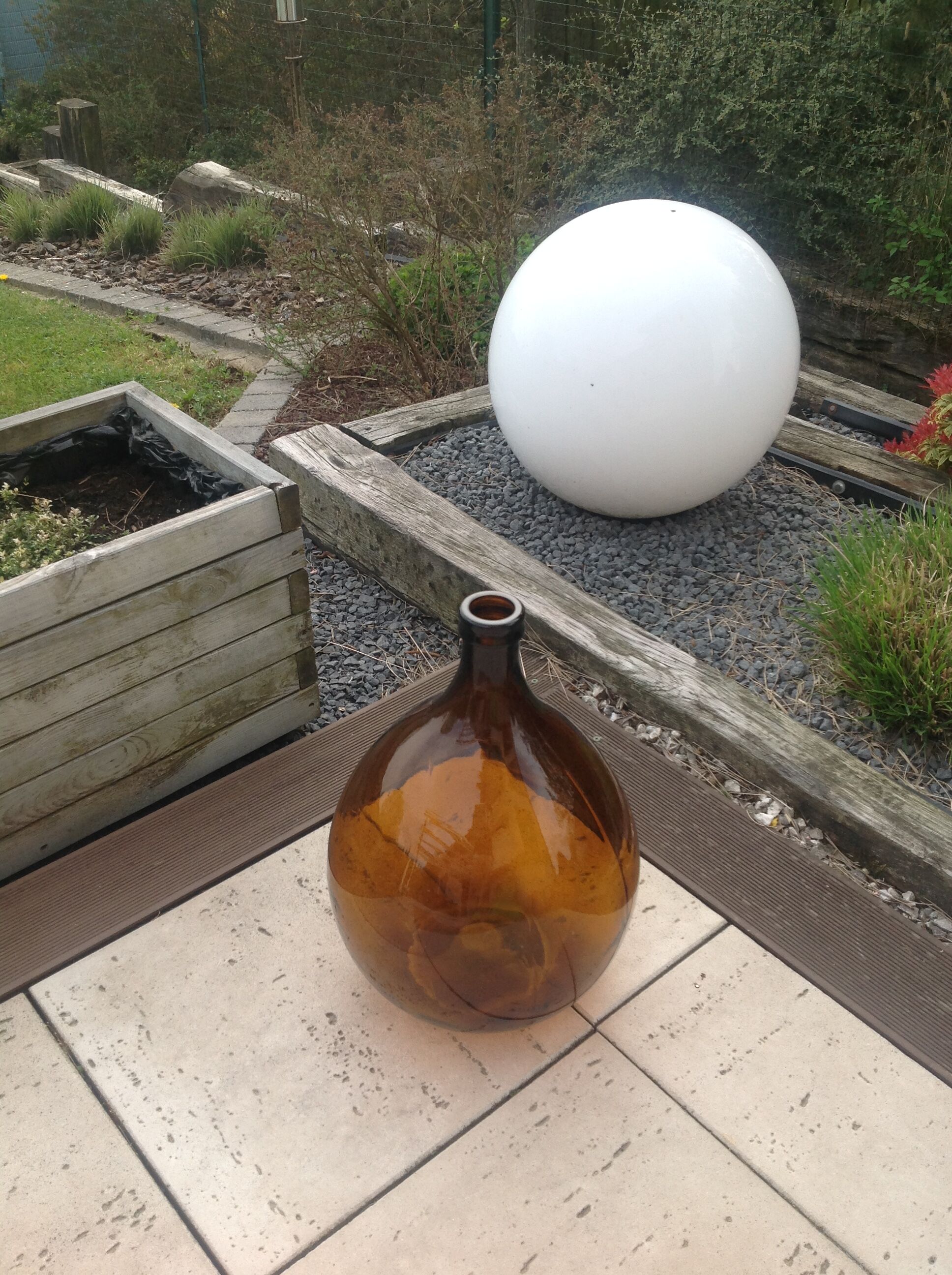 Old demijohn bonbonne smoked glass