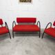 Sofa set with 2 designer armchairs 2001 red