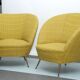 Pair of Ico Parisi-Style Armchairs in Original Fabric, Italy, 1950s