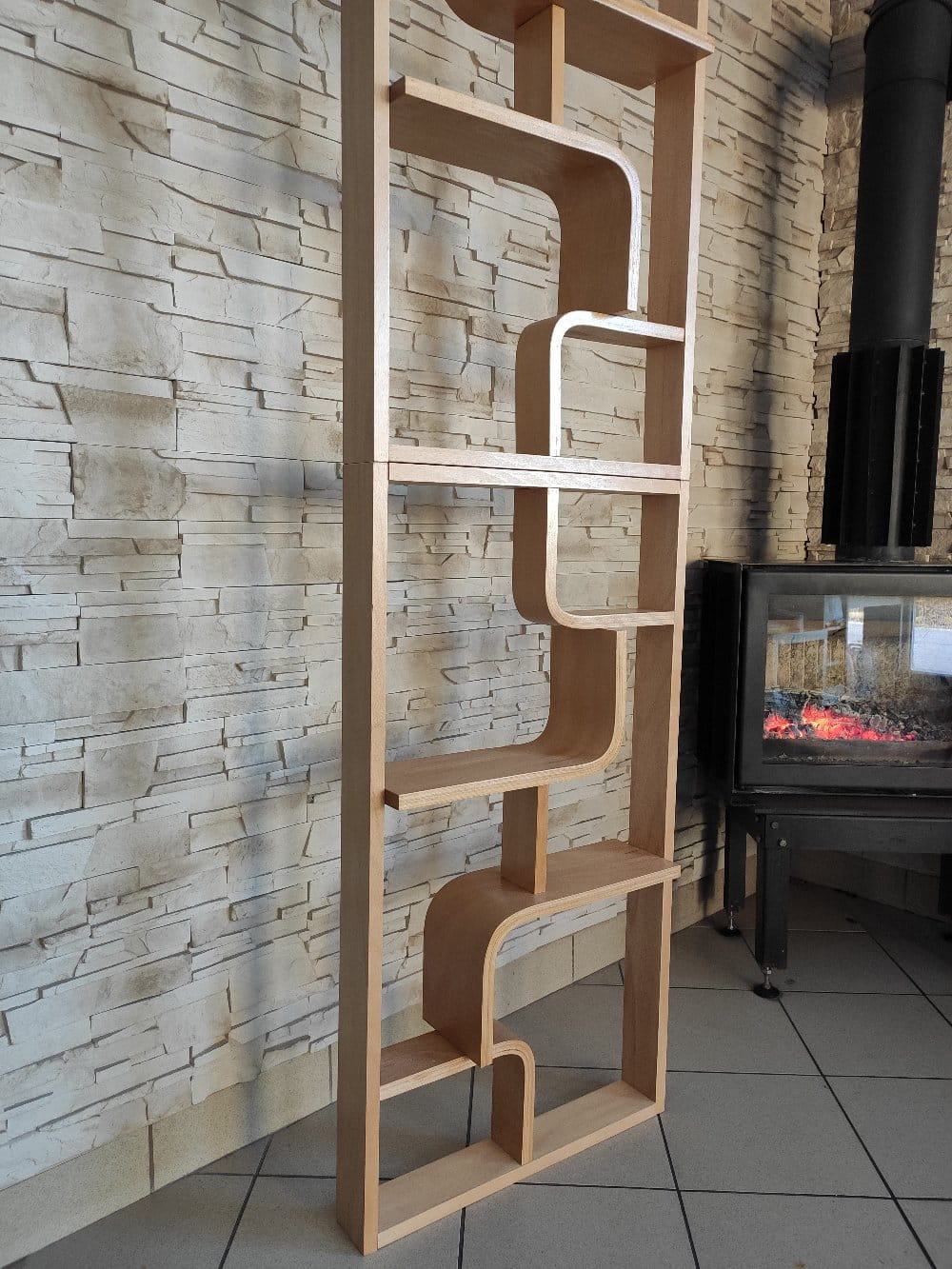 Bent plywood wall, bookcase, flowerbed, Volak by Holesov, 1960s Czechoslovakia