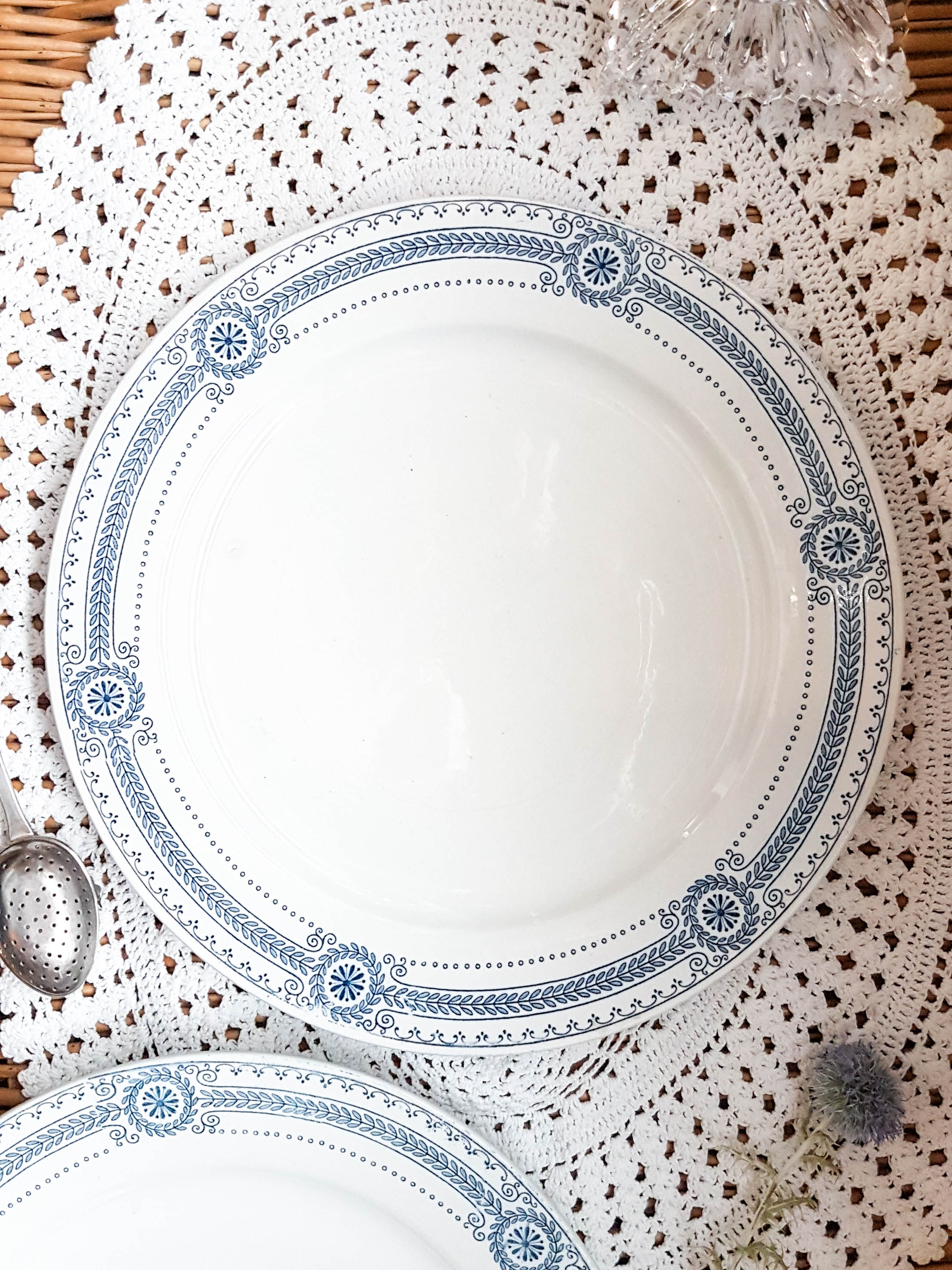 Lot of 4 blue plates "carina" U&C Sarreguemines Terre de Fer
