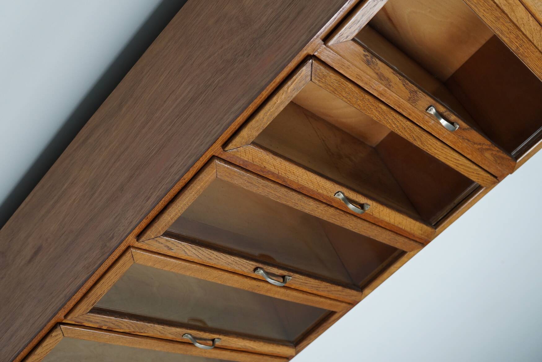 Vintage Dutch Oak Haberdashery Shop Cabinet / Vitrine, 1950s