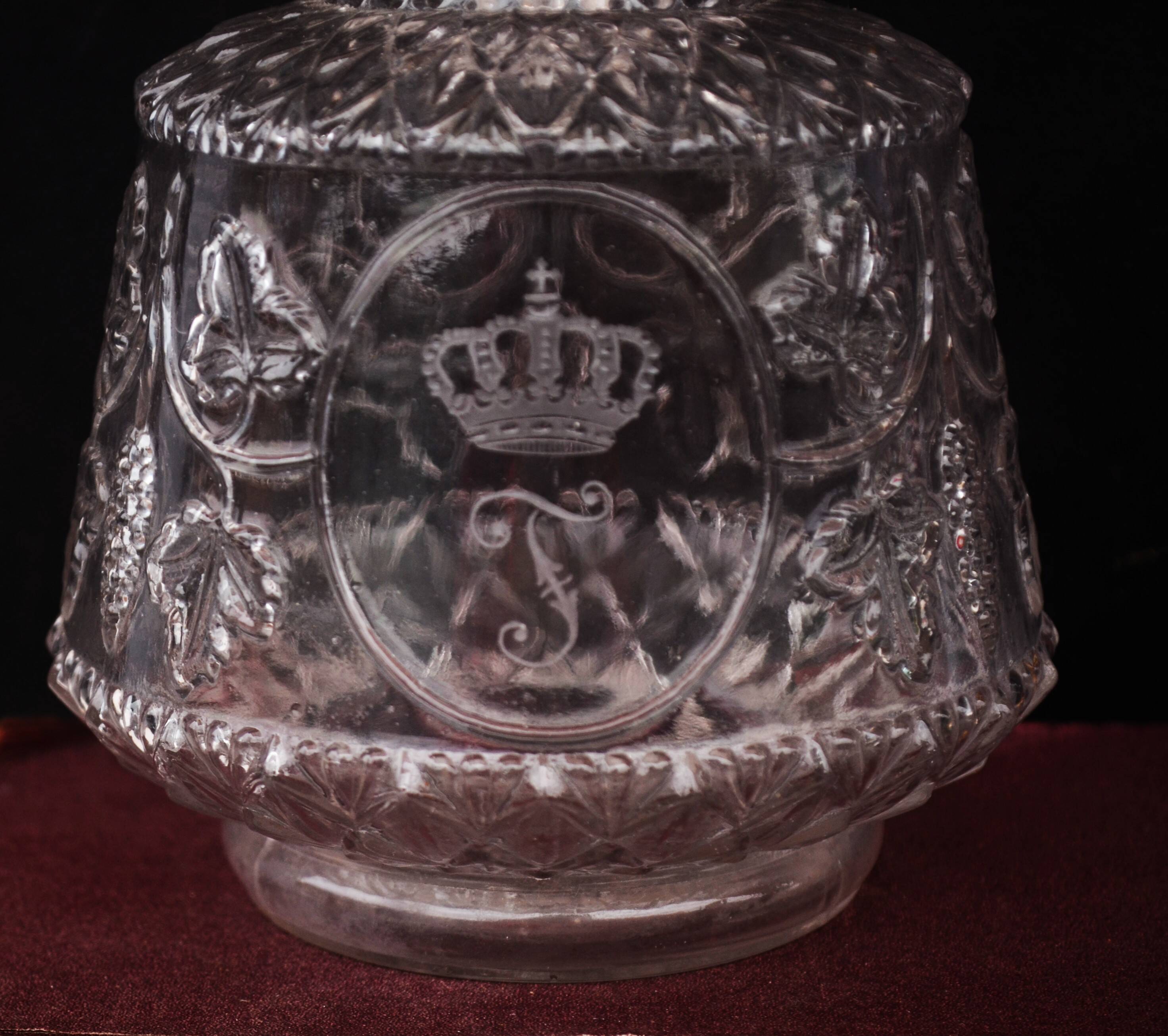 19th Century French Hand Blown Decanter with F letter engraved