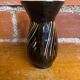Vase with dwarf handles, black ceramic, vintage decor