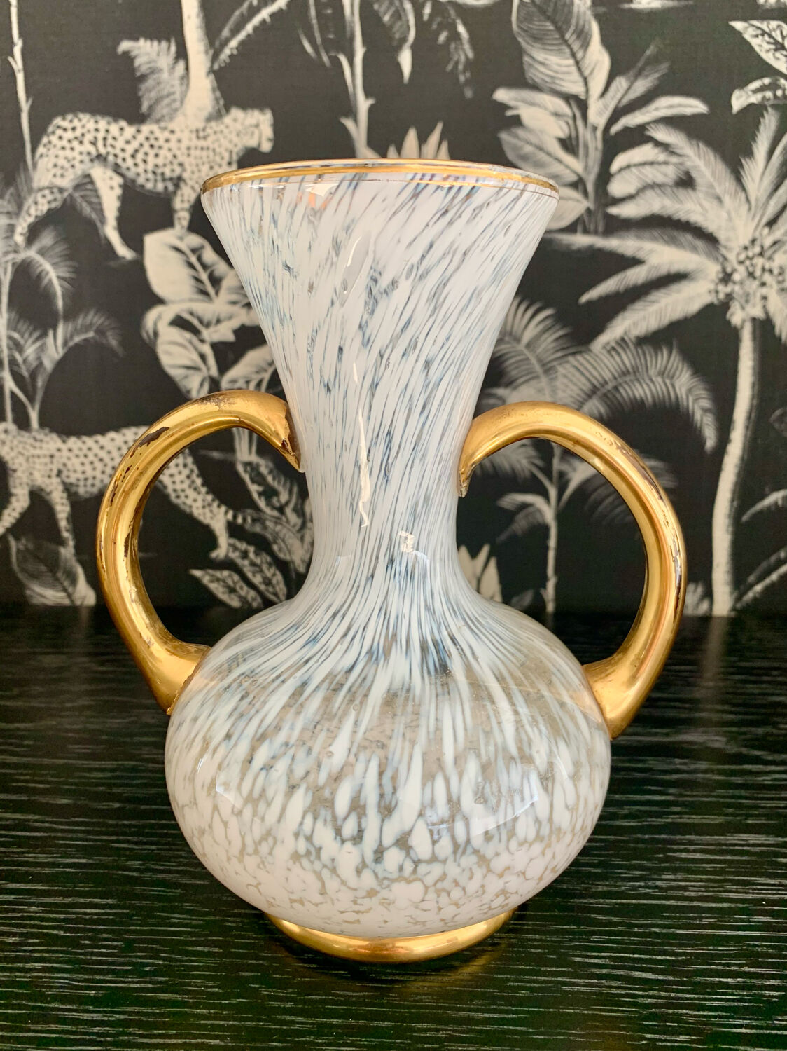 Glass vase by Clichy Art Deco style