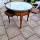 Antique Louis XVI style hot water bottle table with marble top