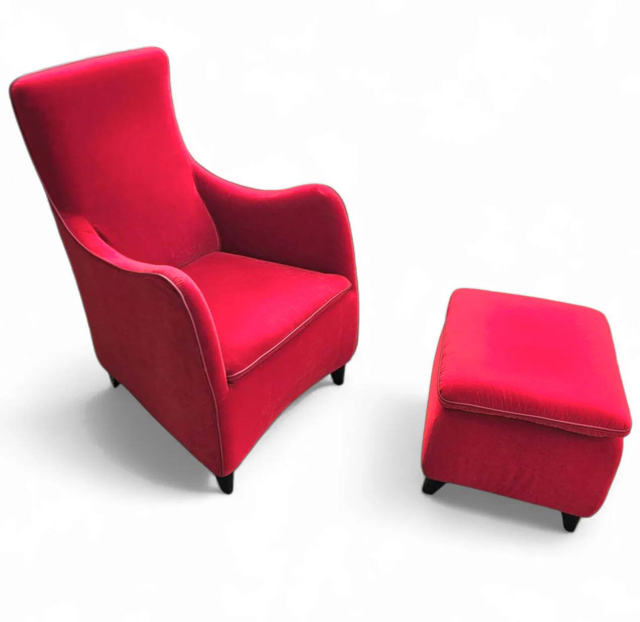 Senta armchair / hocker / ottoman by Gerard van den Berg for Wittmann / red velvet upholstery / marked - Stunning condition