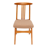 Mid-Century Latte Bouclé Chair, Medium Wood, M. Zielinski, Europe 1960s