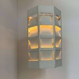 Vintage pendant light by Poul Gernes, matt white lacquered metal, by Poulsen Denmark 1960.
