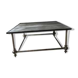 Large wood and metal table