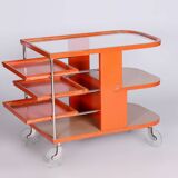 Restored Bauhaus Trolley by Mücke - Melder, Beech, Chrome, Czechia, 1920s