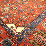 Tapis persan traditionnel noué à la main tapis de salon en laine rouge 134x136cm