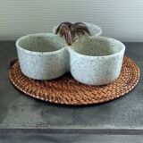 Serviteur à apéritif en grès gris vintage signé Austruy