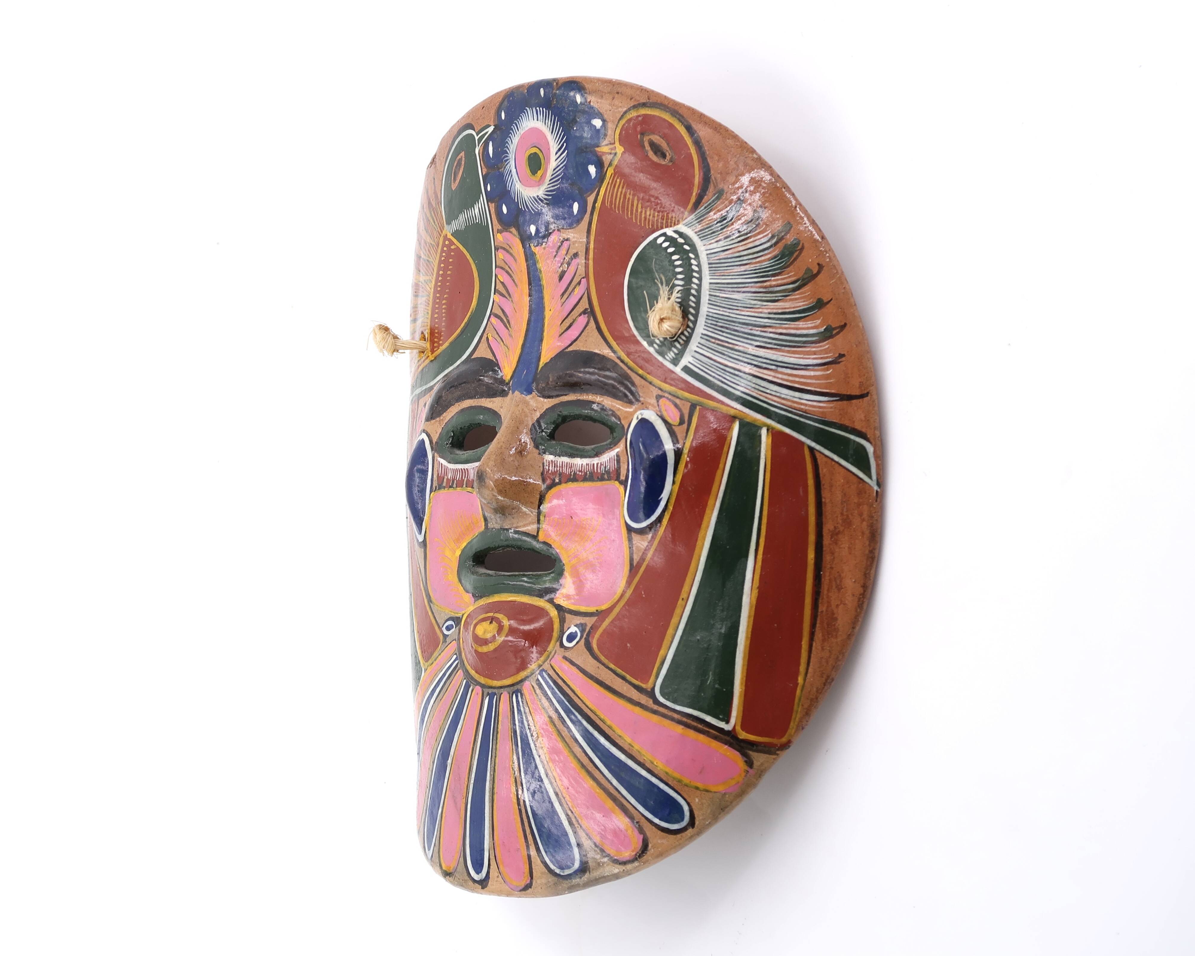 Colorful Mexican terracotta mask, 70s