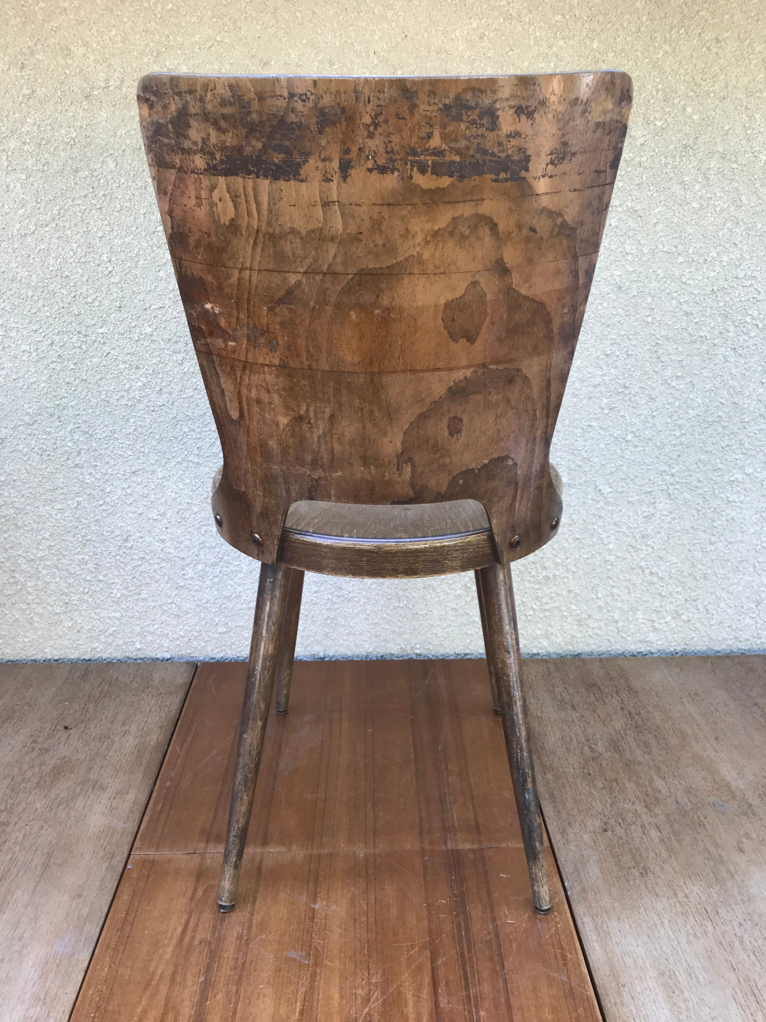 Former baumann model dove chair in wooden feet compass vintage