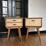 1950s bedside tables in solid oak
