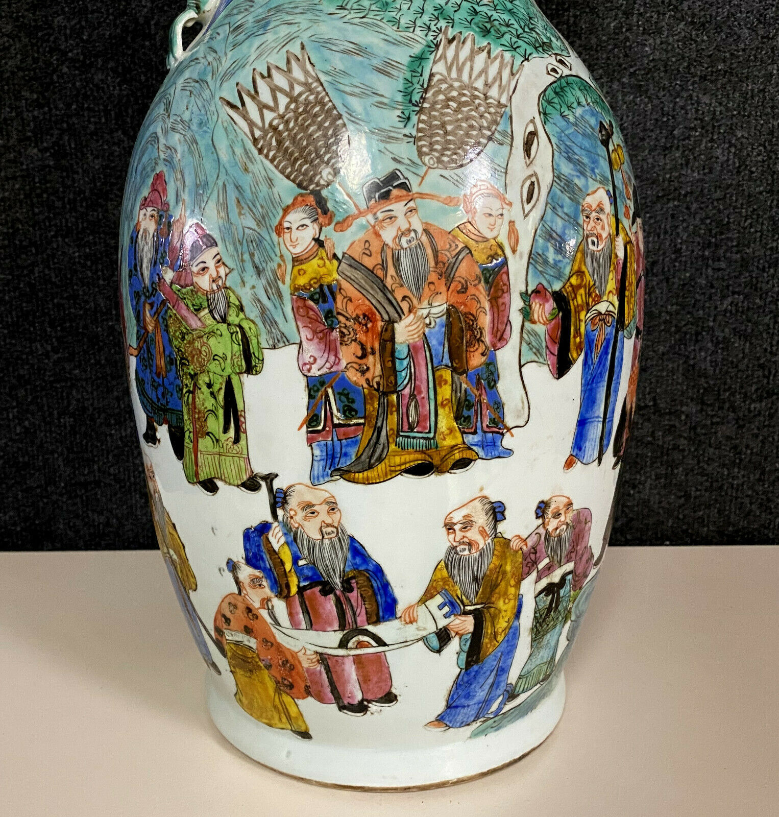 Porcelain baluster vase has polychrome decoration  China 1900