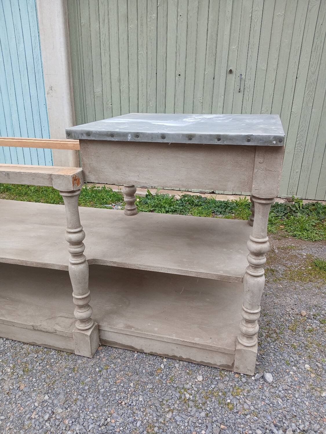 Grand meuble style drapier en bois et zinc